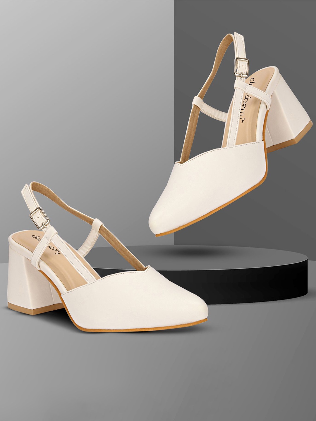 

DressBerry PU Party Block Mules, White