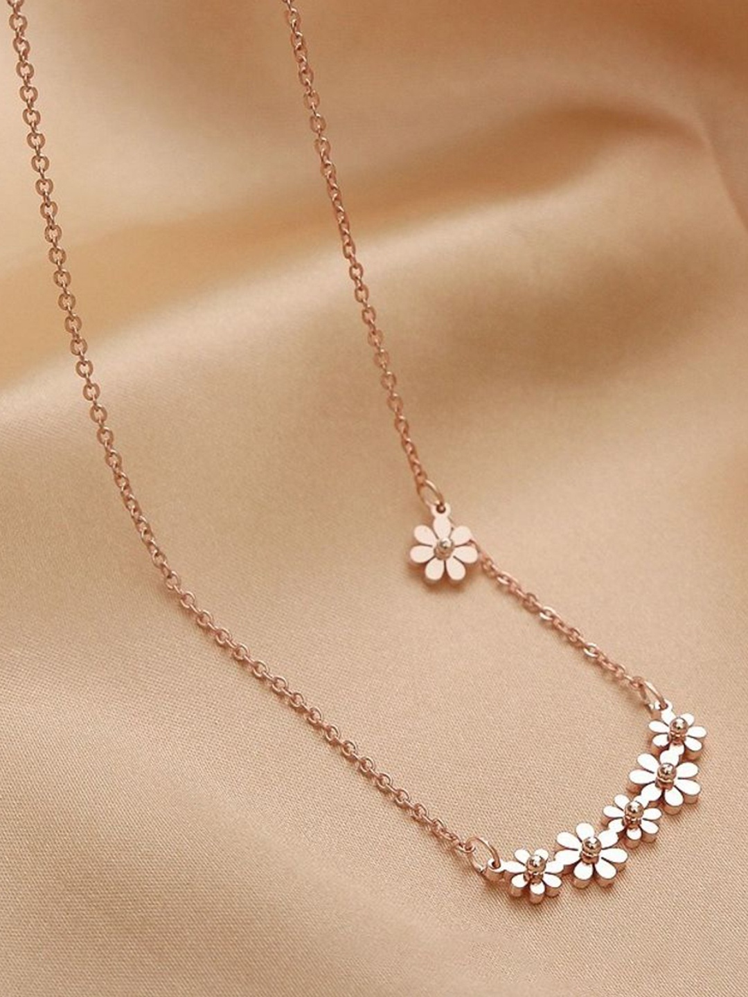 

MYKI Rose Gold-Plated Stainless Steel Floral Necklace