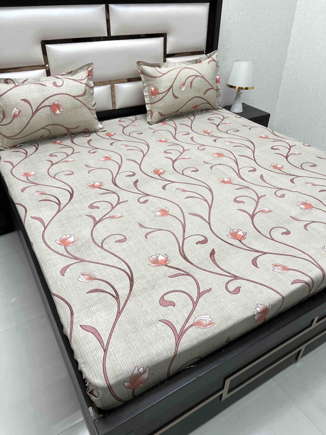 

Pure Decor Velar Brown Floral Printed Pure Cotton 240 TC King Bedsheet Set 3.05 x 2.74 m