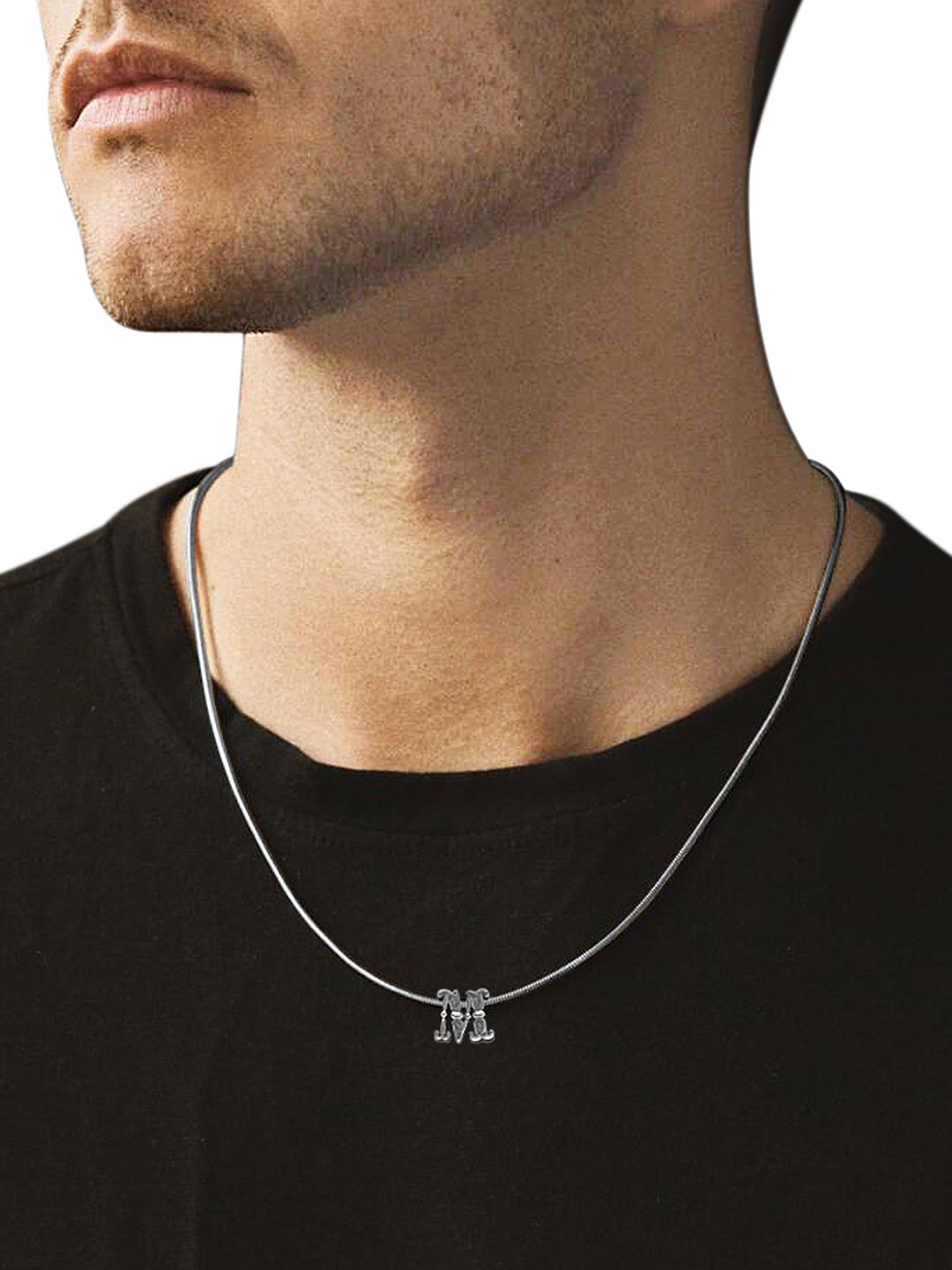 

Nipura 925 Sterling Silver Rhodium-Plated Initial M Pendant, Grey