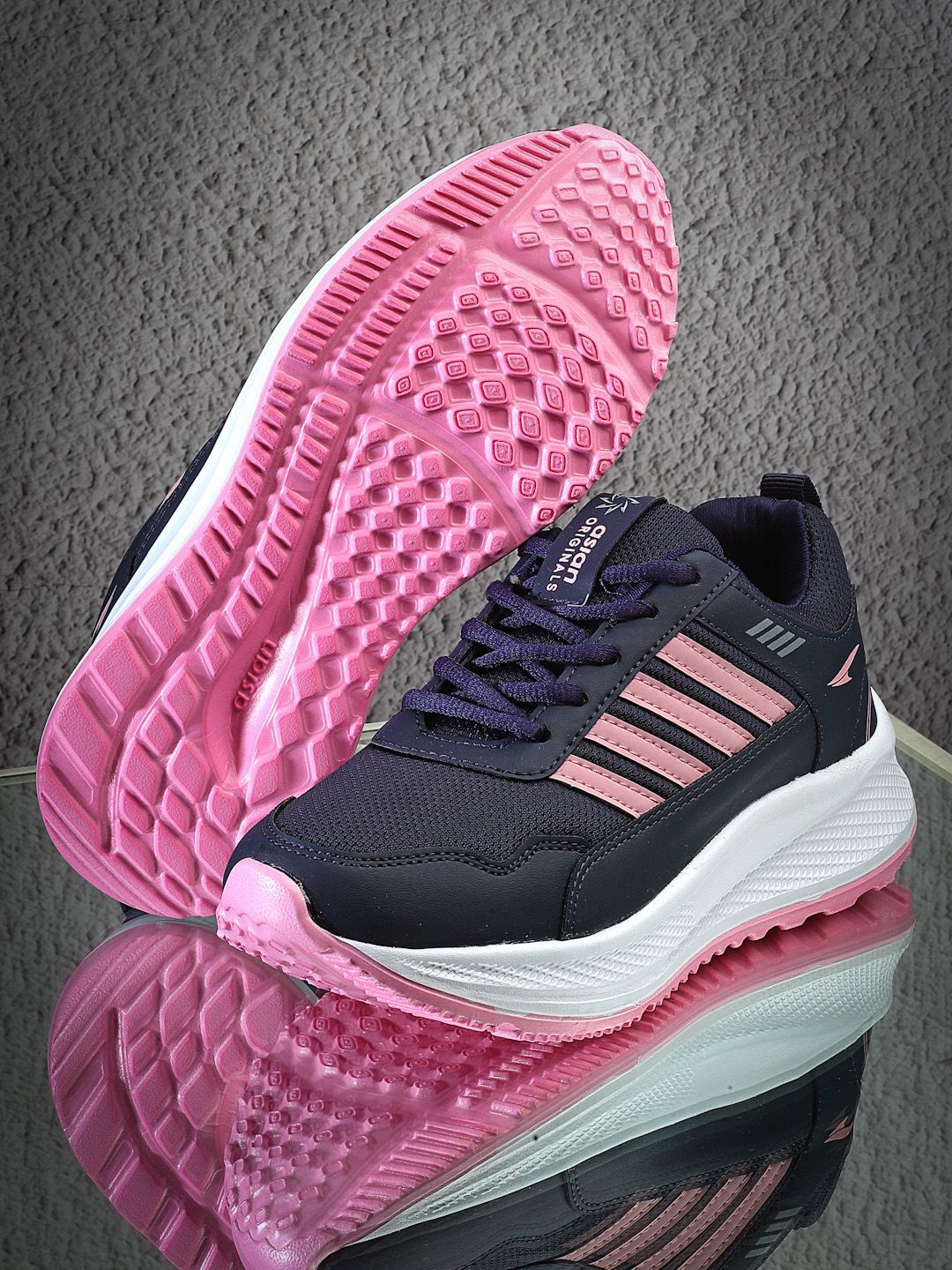 

ASIAN Women Mesh Running Non-Marking Shoes, Navy blue