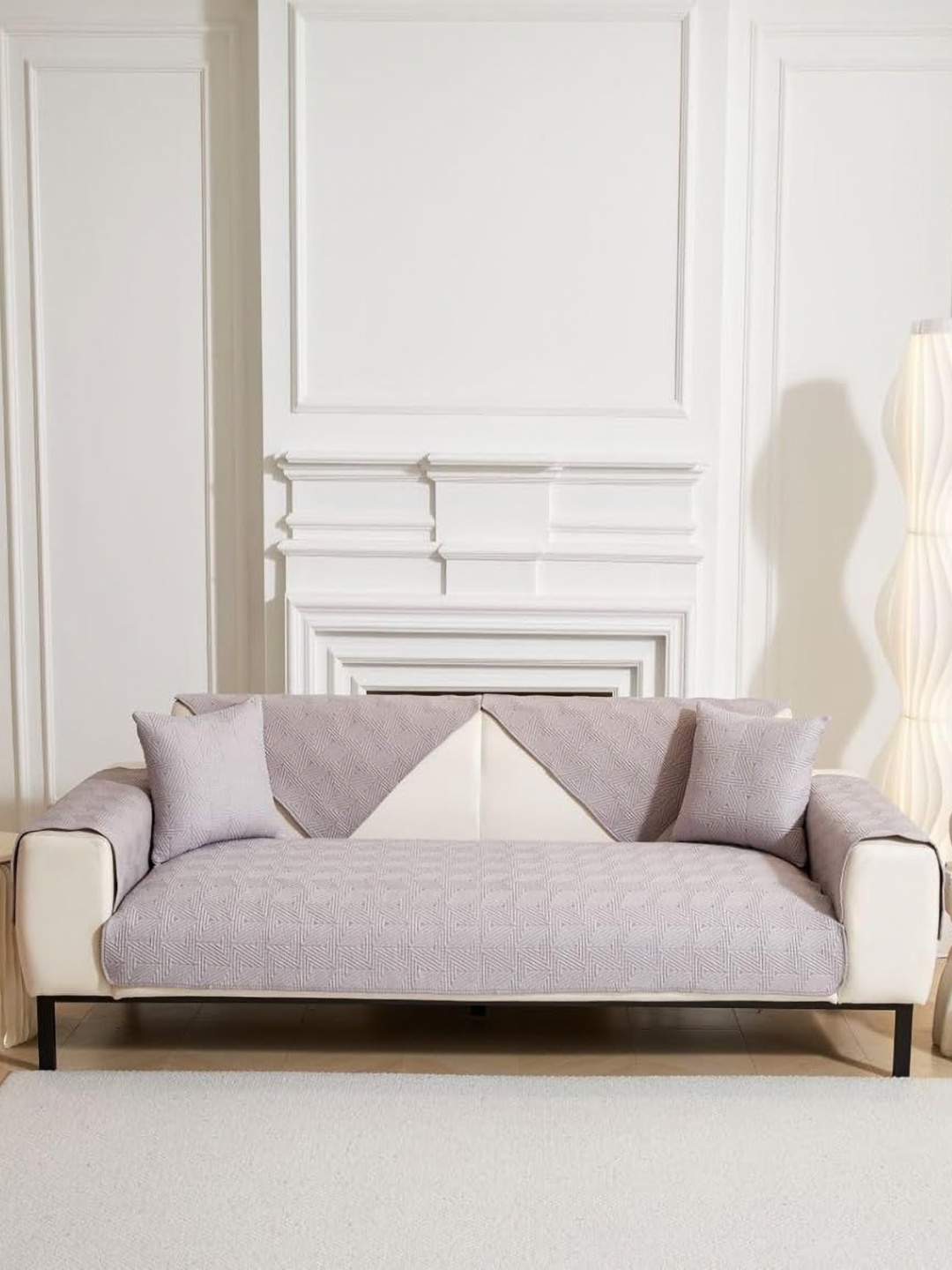 

HomeCloud Beige Cotton Sofa Cover With Arms