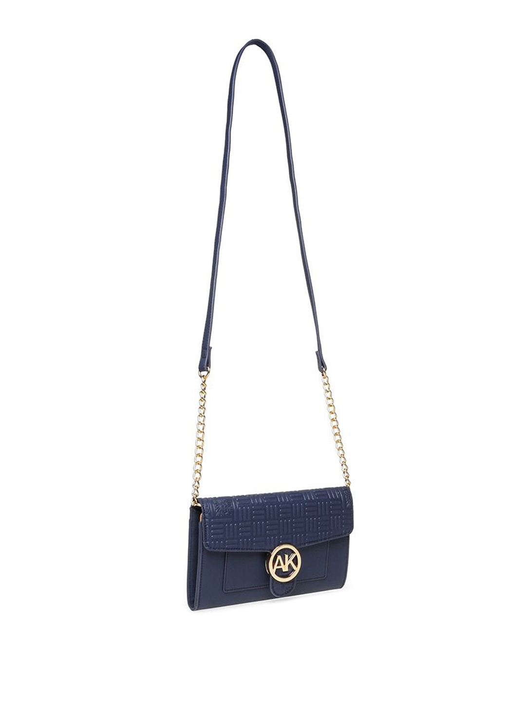 

ANNE KLEIN Women Textured Swagger Leather Sling Bag, Navy blue