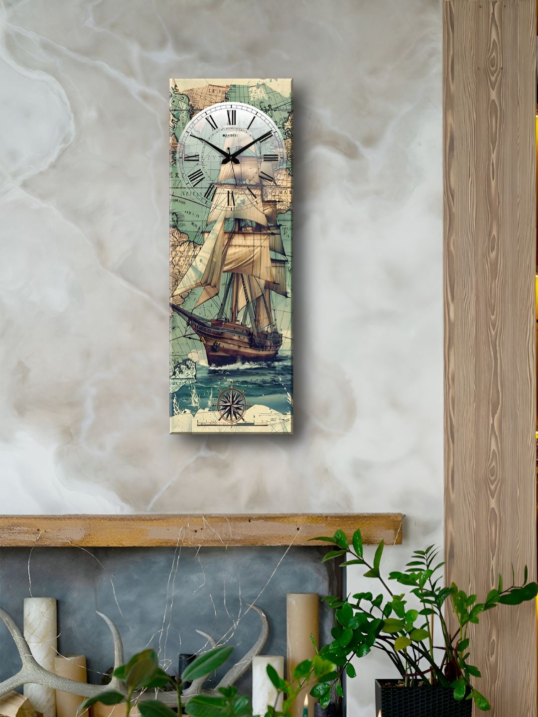 

OLIVE TREE Green & White Printed Wooden Contemporary Analogue Wall Clock