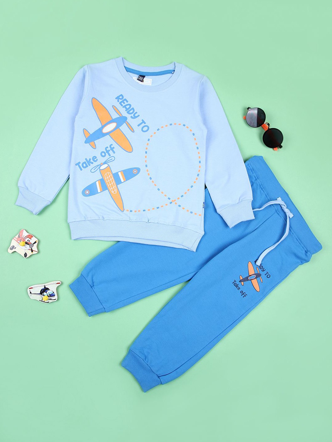 

V-Mart Boys Printed Round Neck Long Sleeves Sweatshirt With Jogger, Blue