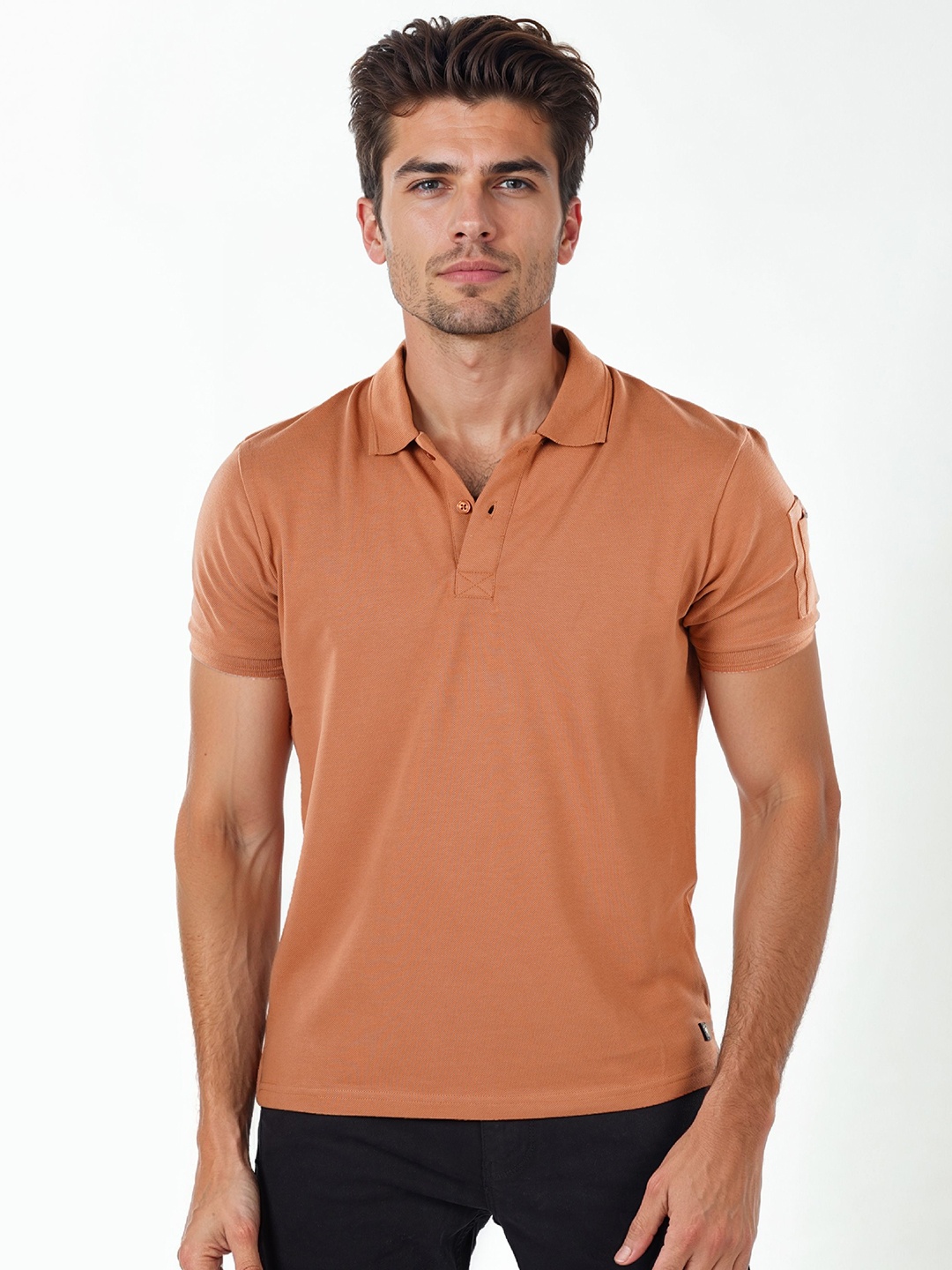 

Celio Men Polo Collar Applique T-shirt, Brown