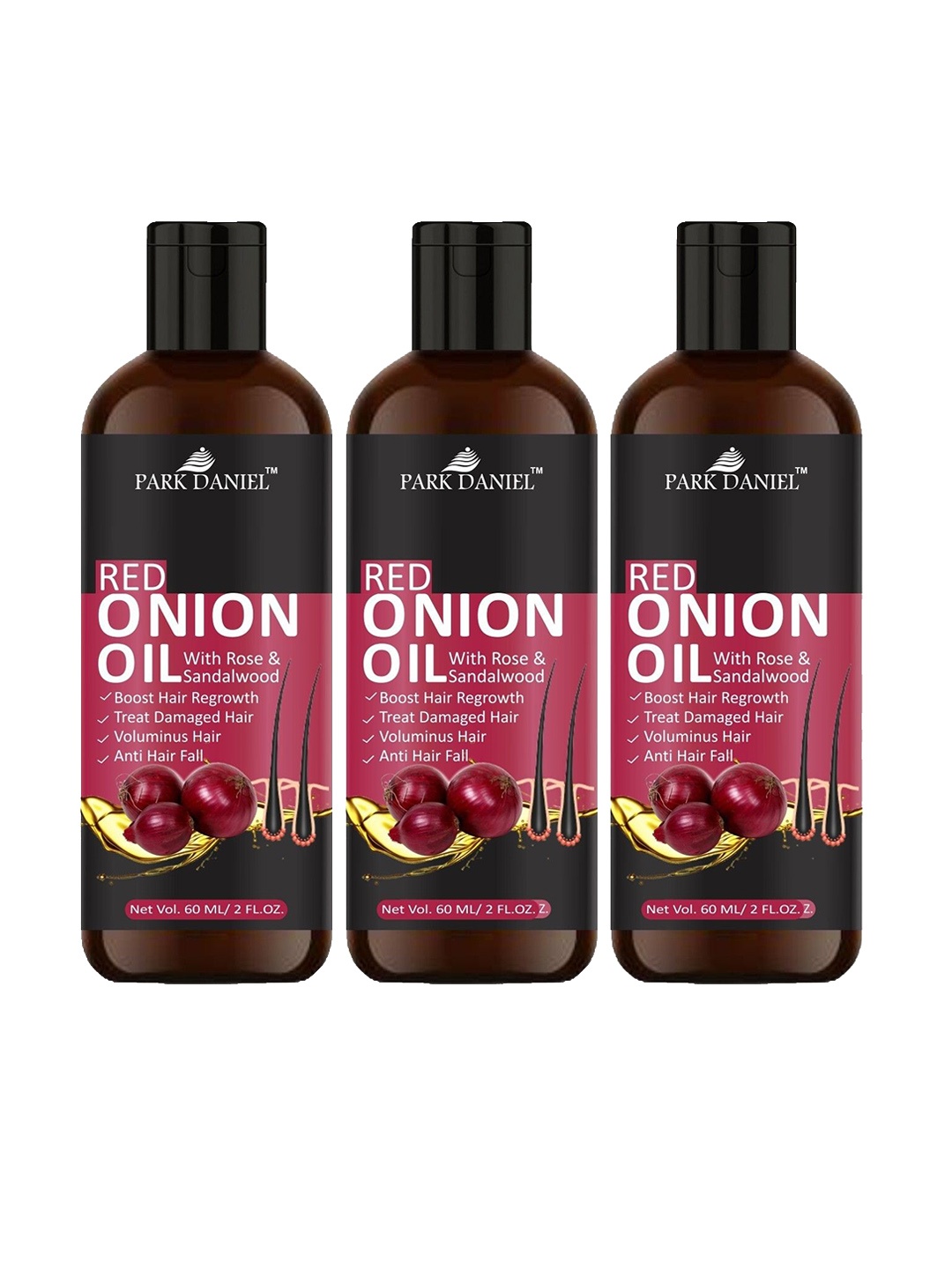 

Park Daniel Set Of 2 Red Onion Oil For Hair Growth - 60 ml Each, Transparent