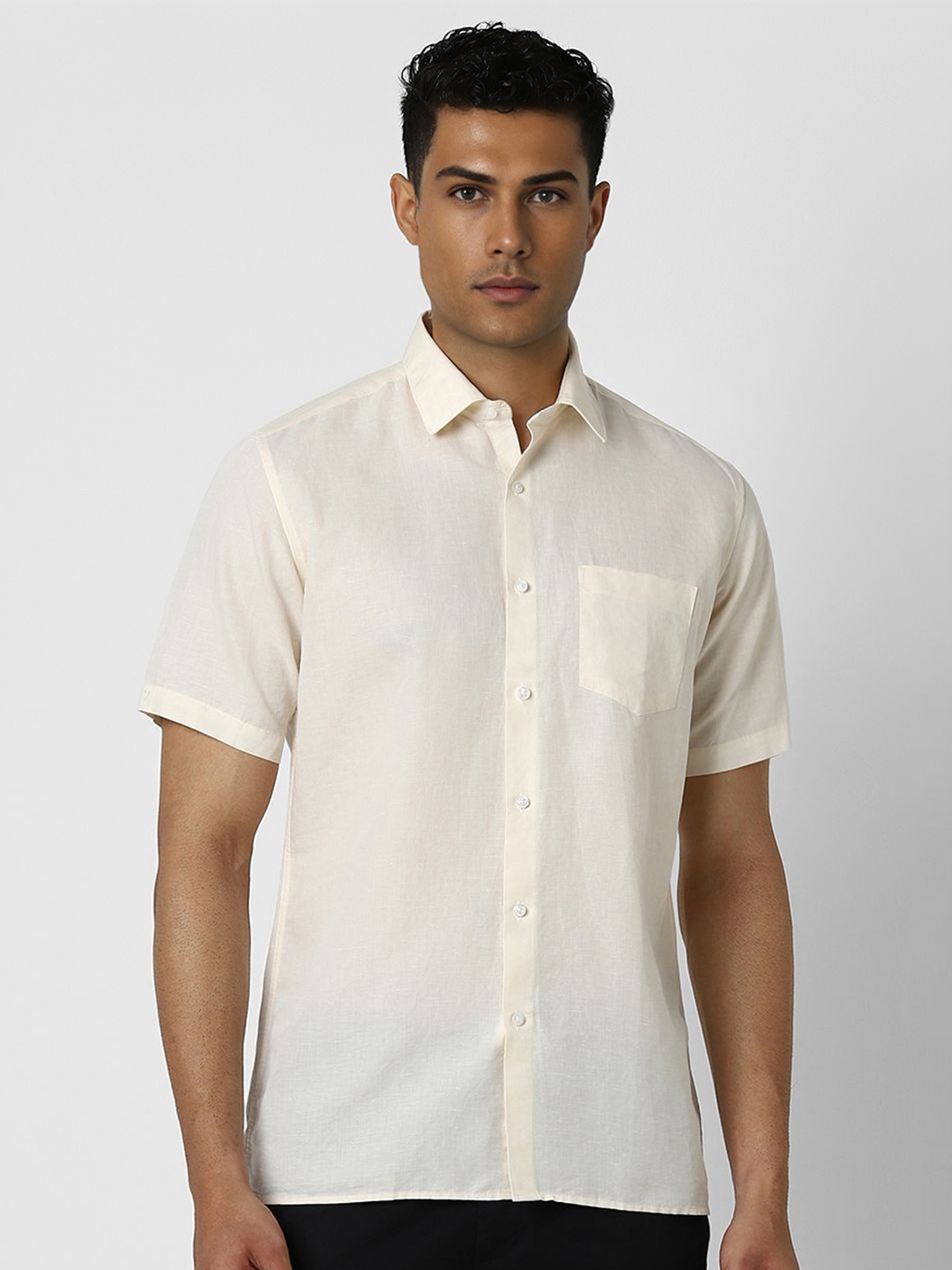 

Van Heusen Men Opaque Party Shirt, Beige