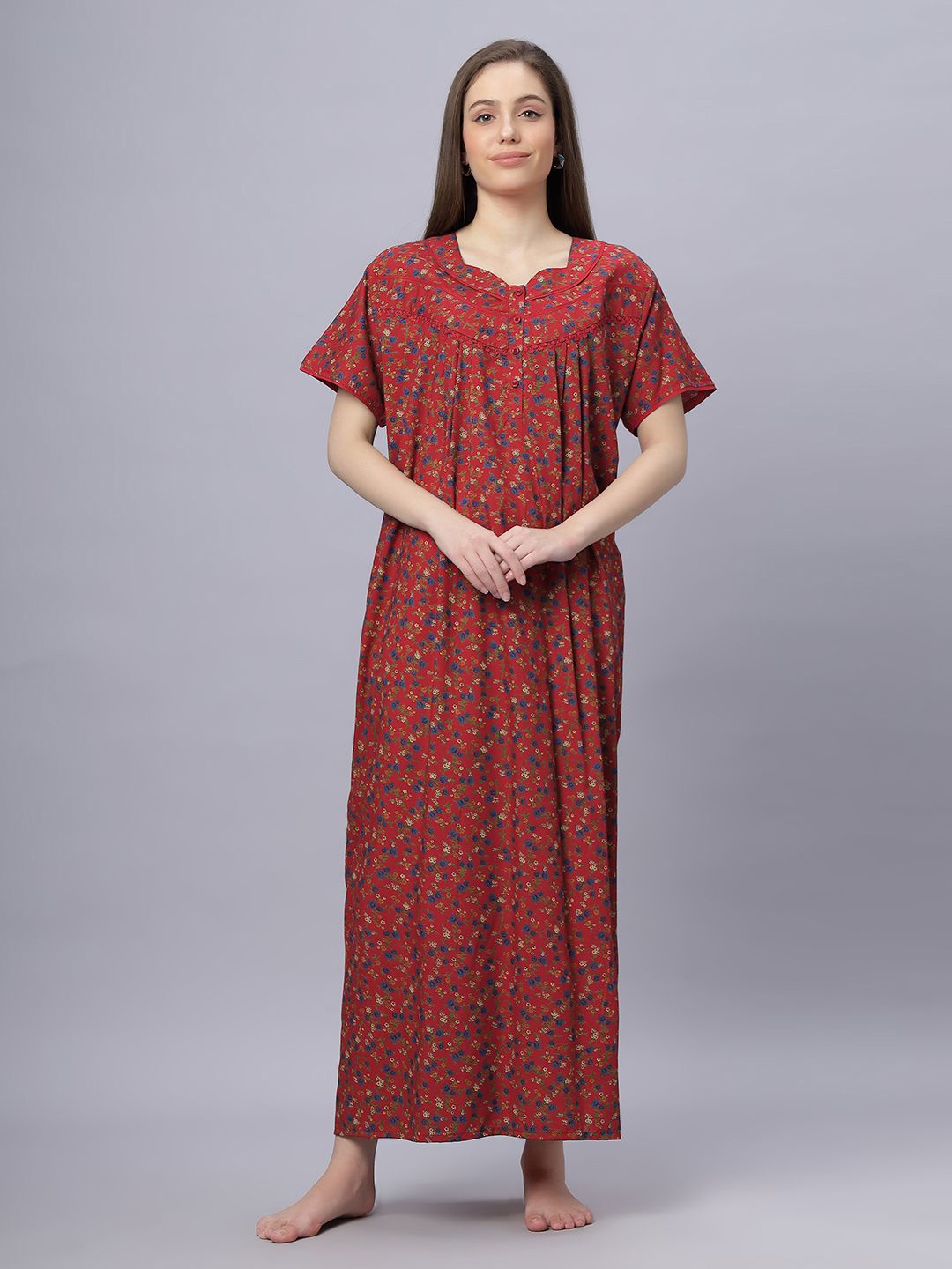 

QUIRA Printed Maxi Nightdress, Red