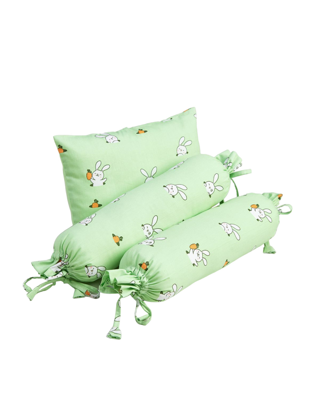 

The White Cradle Pack Of 3 Green & White Printed Breathable Pure Cotton Baby Pillow