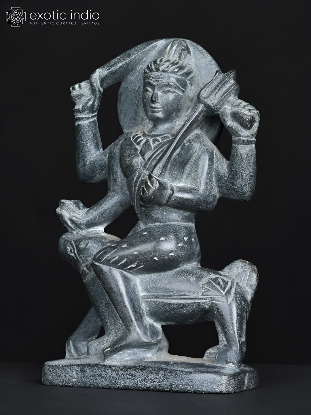 

Exotic India Black Stone Lord Shiva as Bhairava Statue, Grey