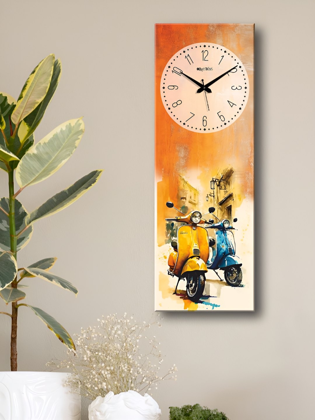 

OLIVE TREE Orange & Yellow Printed Wooden Contemporary Analogue Wall Clock
