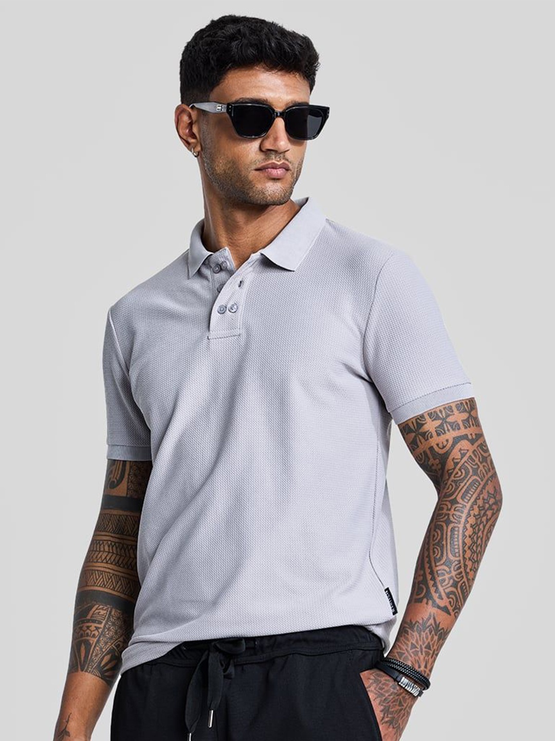 

Snitch Men Solid Polo Collar T-shirt, Grey