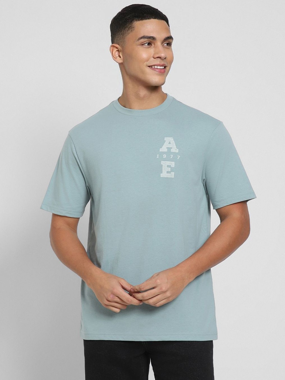 

AMERICAN EAGLE OUTFITTERS Men Typography Printed Round Neck Cotton T-shirt, Green