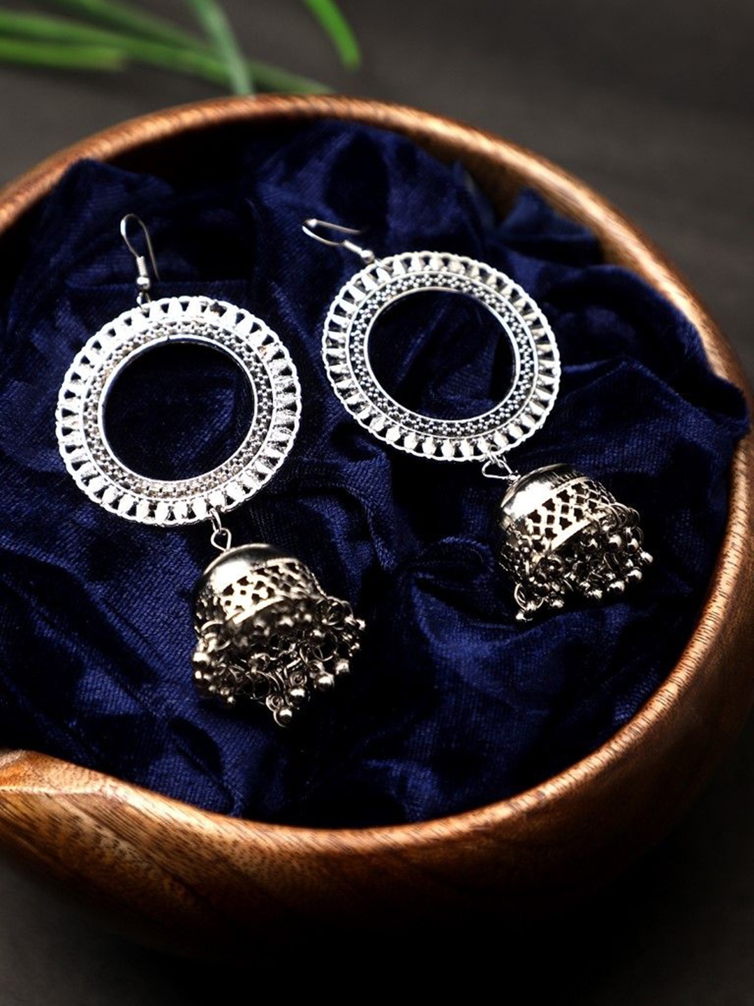 

CARDINAL Oxidised Dome Shaped Jhumkas, Silver