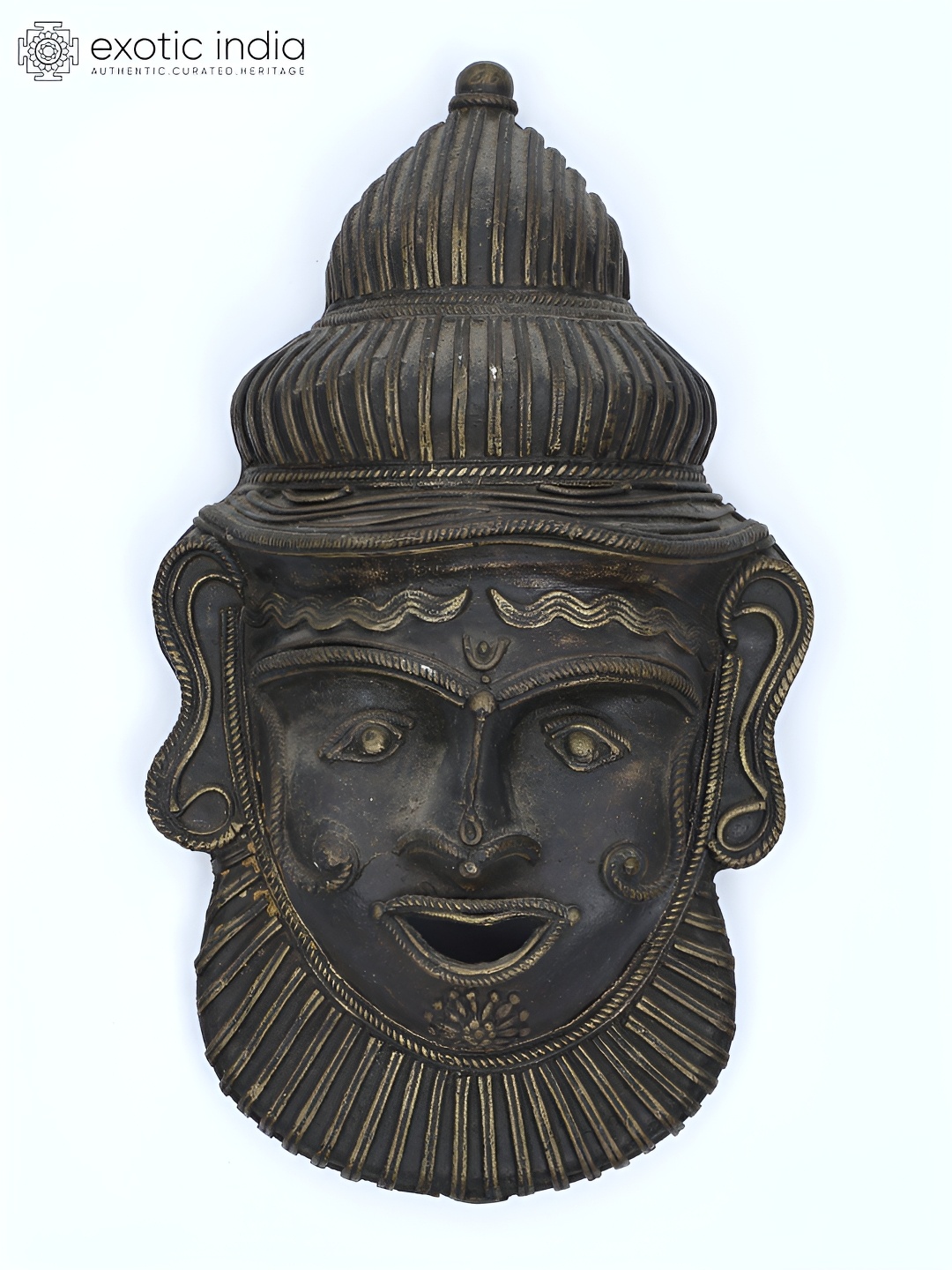 

Exotic India 9" Kathakali Face Wall Hanging Wall Decor, Black