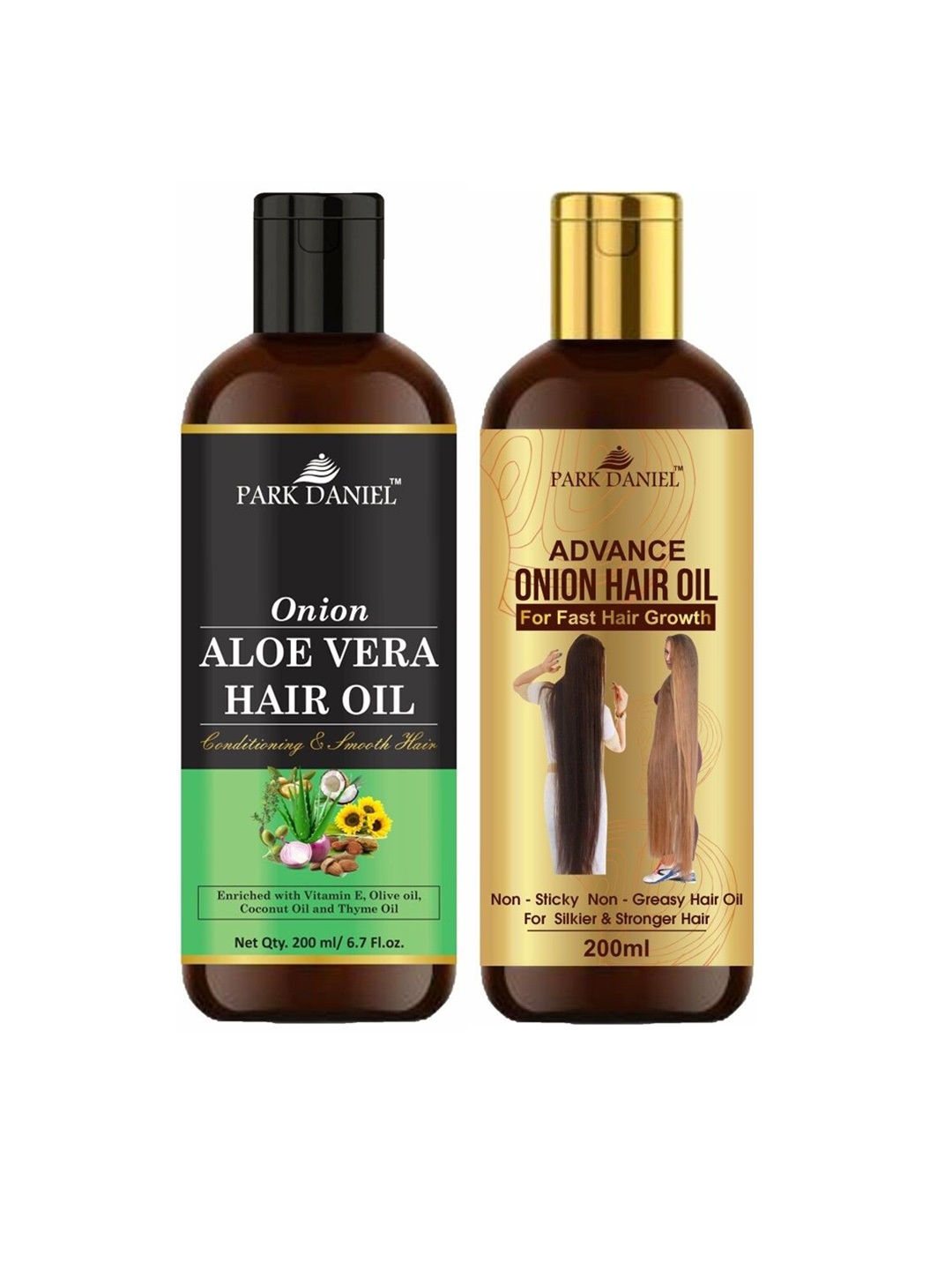 

Park Daniel Set Of 2 Onion Aloevera & Advance Onion Hair Oil - 200 ml Each, Brown