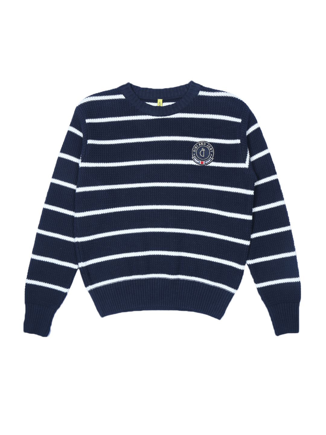 

Gini and Jony Boys Acrylic Striped Round Neck Long Sleeves Pullover, Navy blue