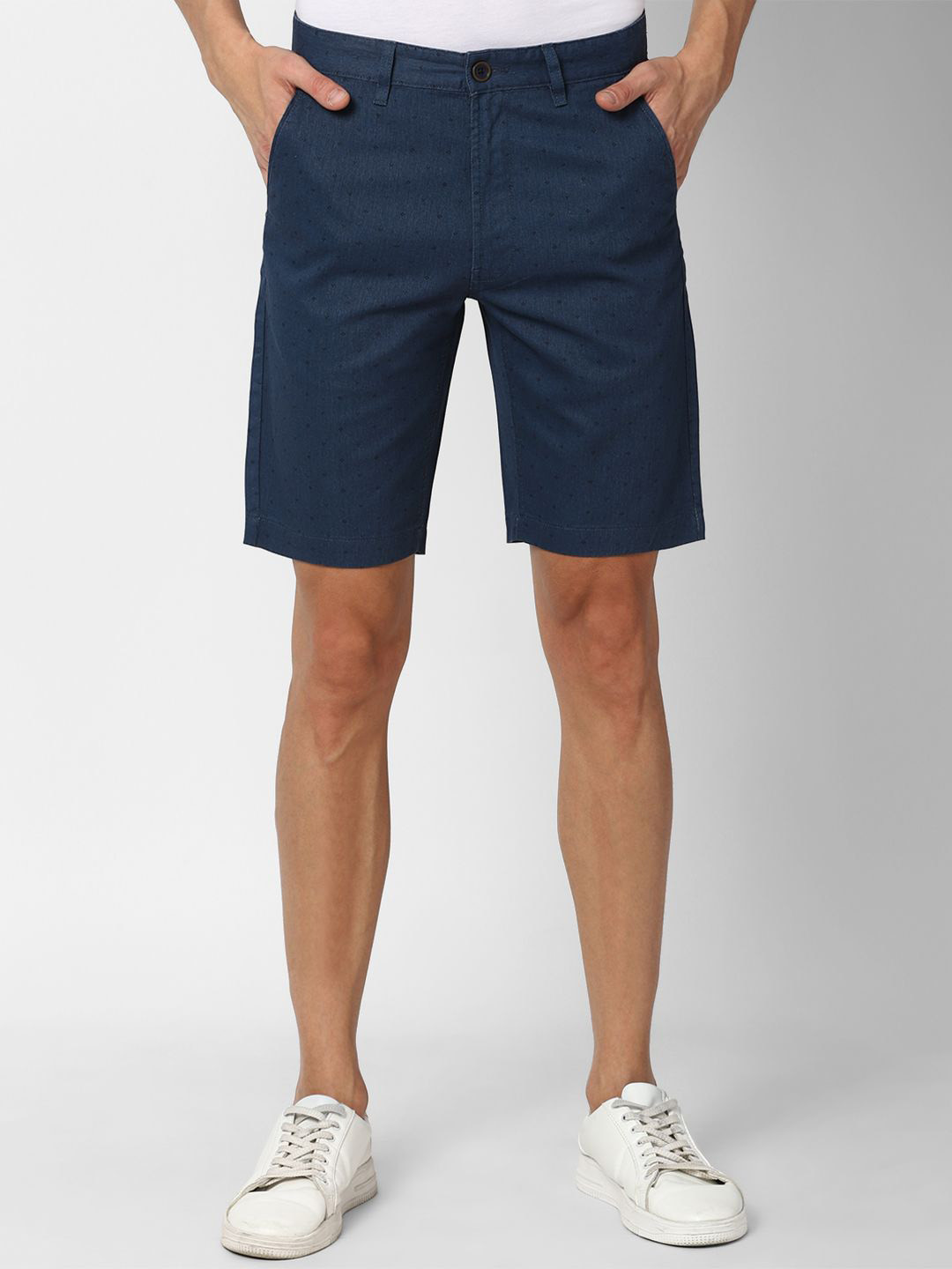 

PETER ENGLAND UNIVERSITY Men Printed Regular Fit Casual Shorts, Navy blue