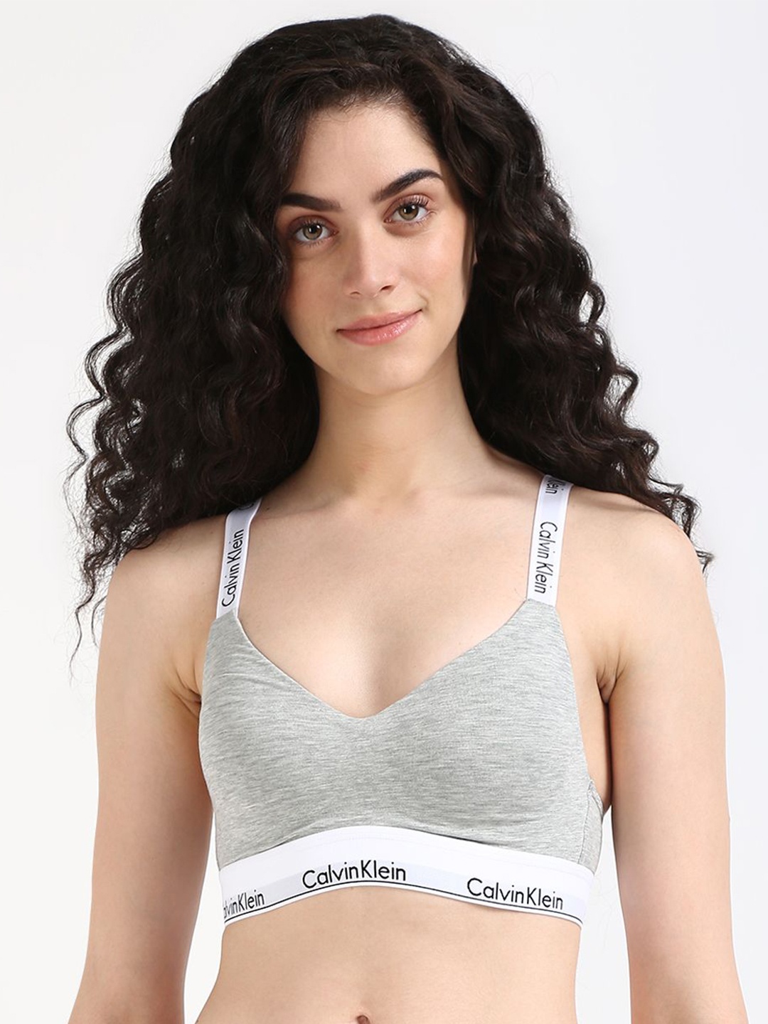 

Calvin Klein Underwear Women Cotton Medium Coverage Lightly Padded Bralette Bra, Grey