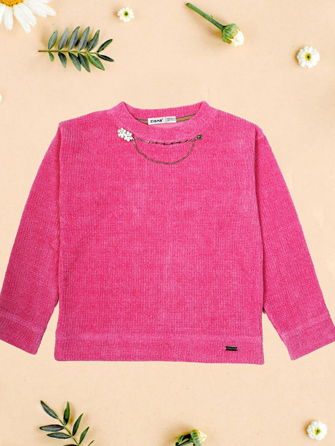 

PAMPOLINA Girls Round Neck Long Sleeve Sweatshirt, Pink