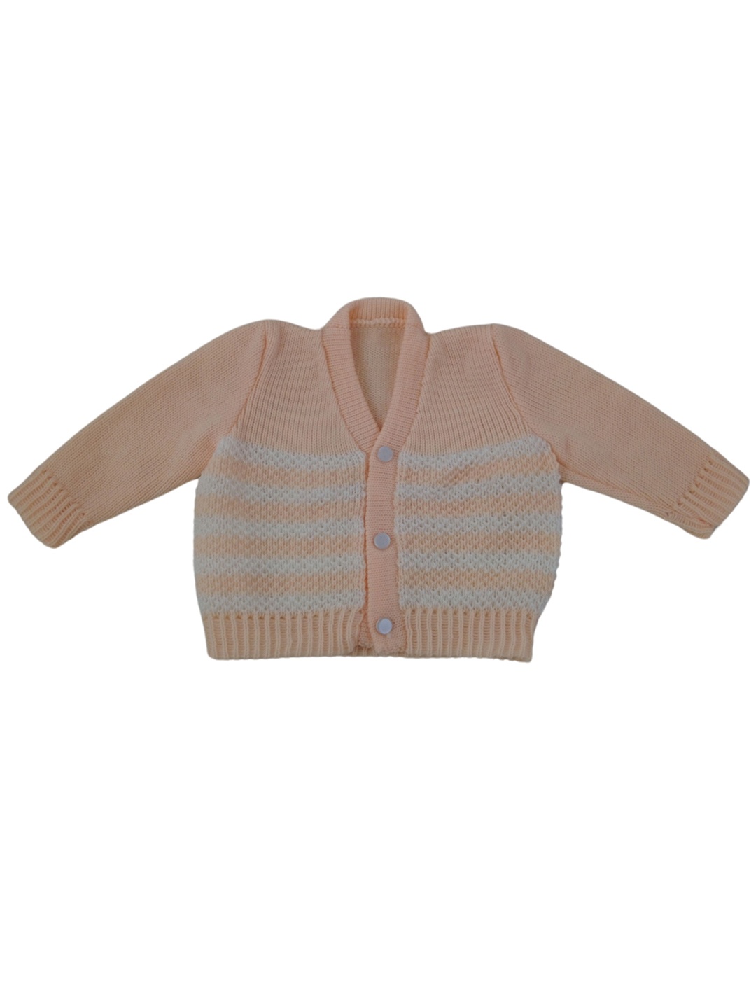 

CUBS & HUGS Kids Striped V-Neck Casual Woollen, Cream
