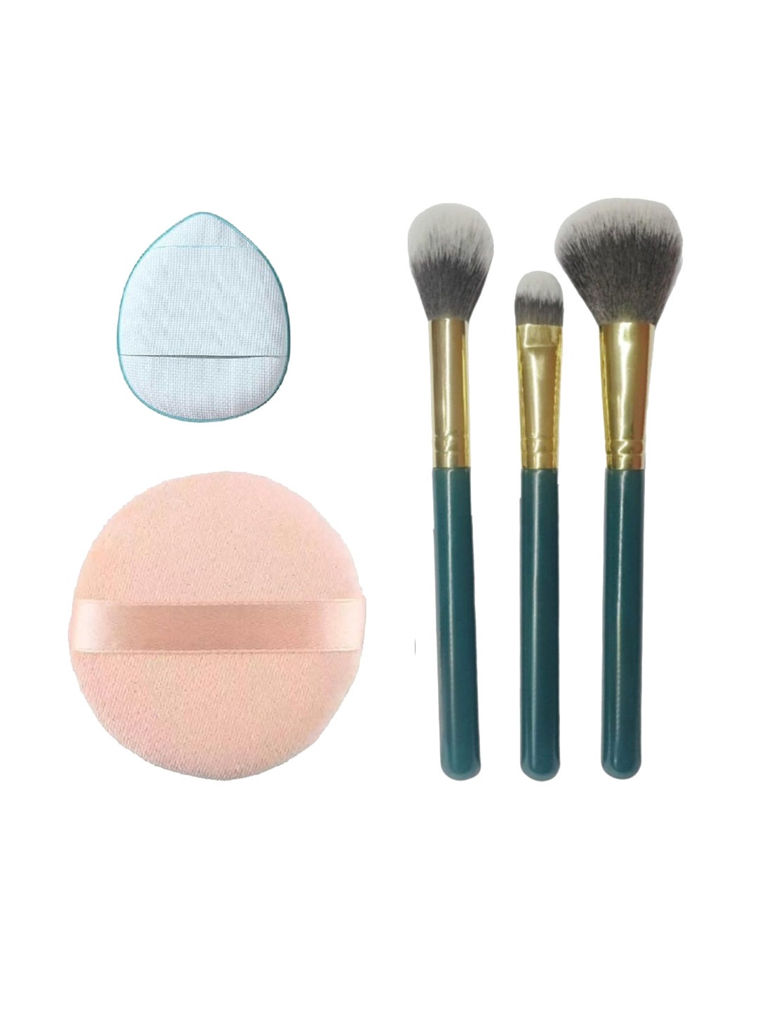 

Facejewel Set Of 5 Makeup Brush With Big & Mini Puffs, Multi