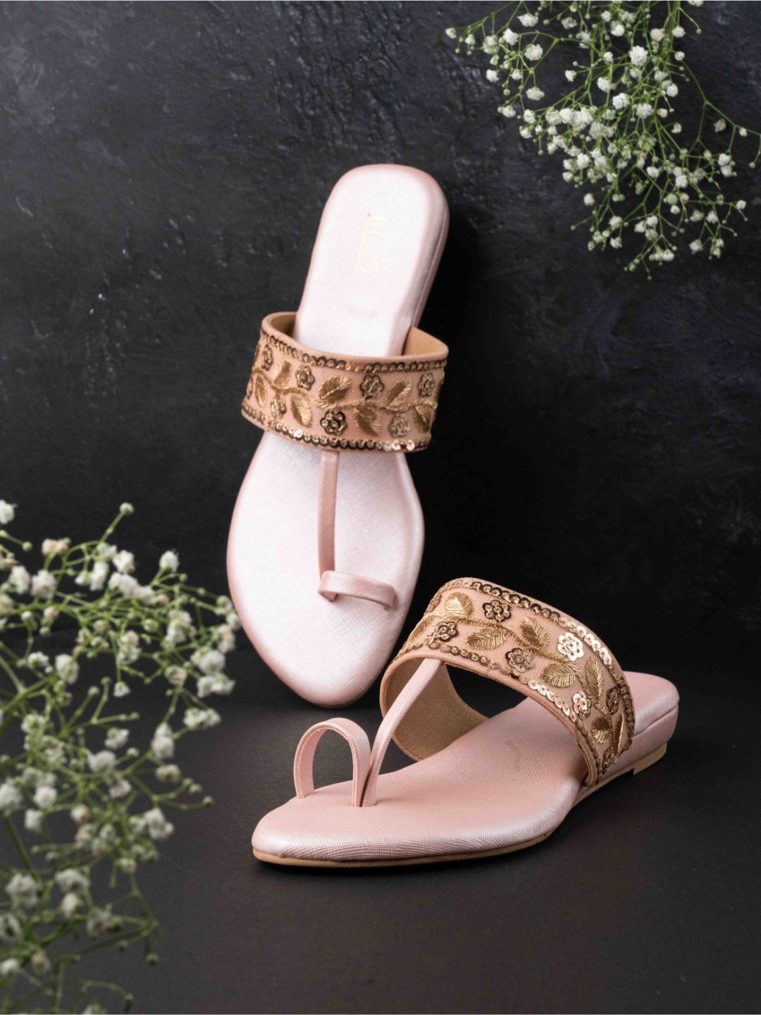 

Inc 5 Women Embellished Open Toe Flats, Pink