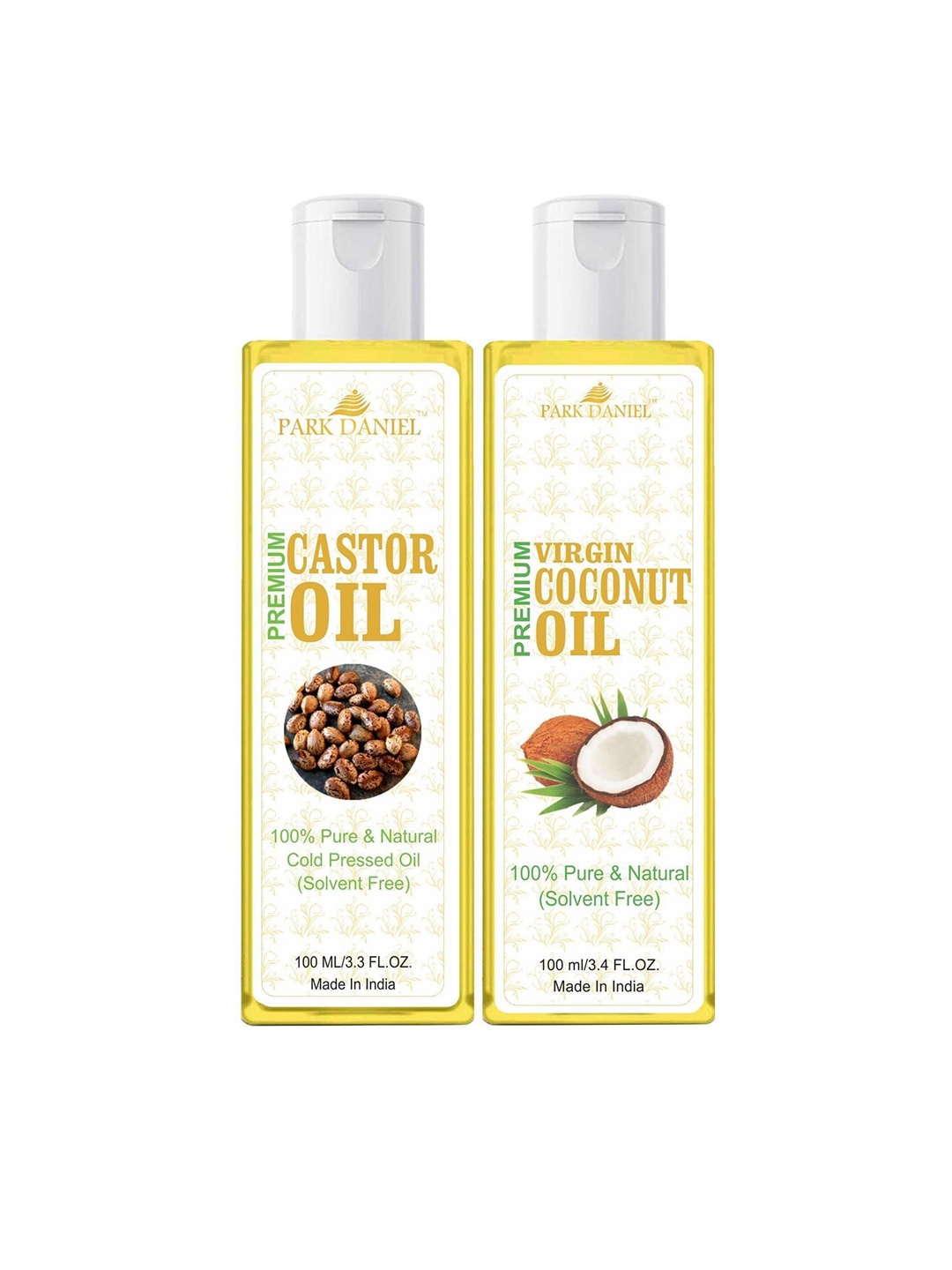 

Park Daniel Set Of 2 Premium Castor & Virgin Coconut Oil - 100 ml Each, Transparent