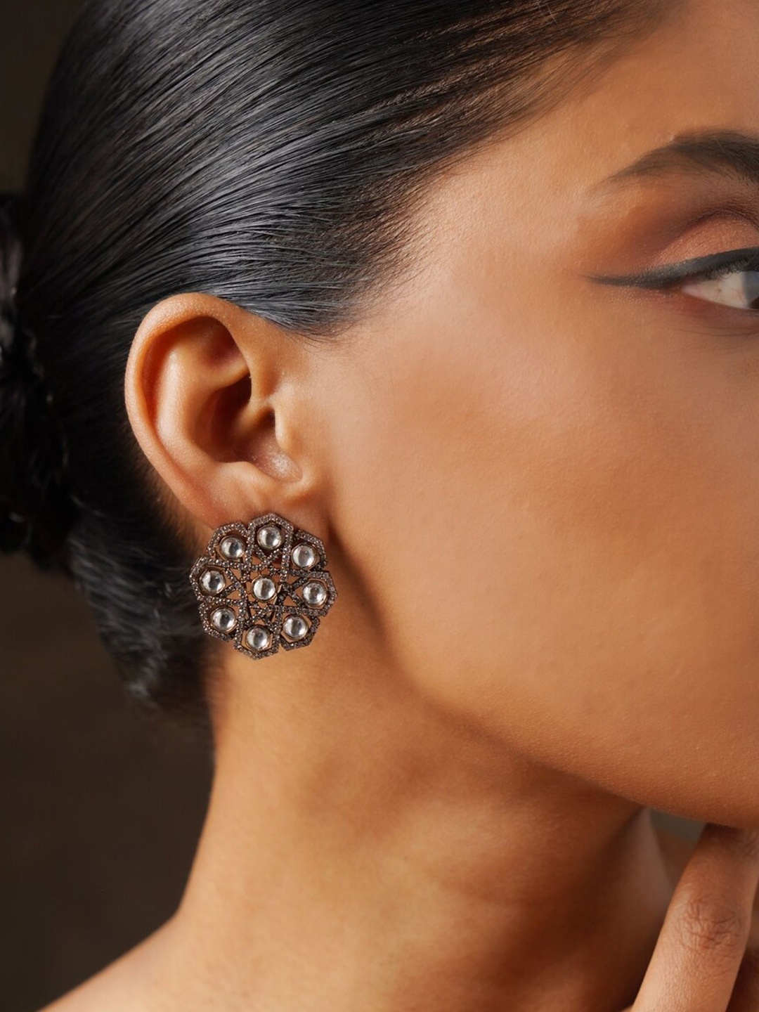 

ABDESIGNS Gold Plated Stone Studded Classic Studs