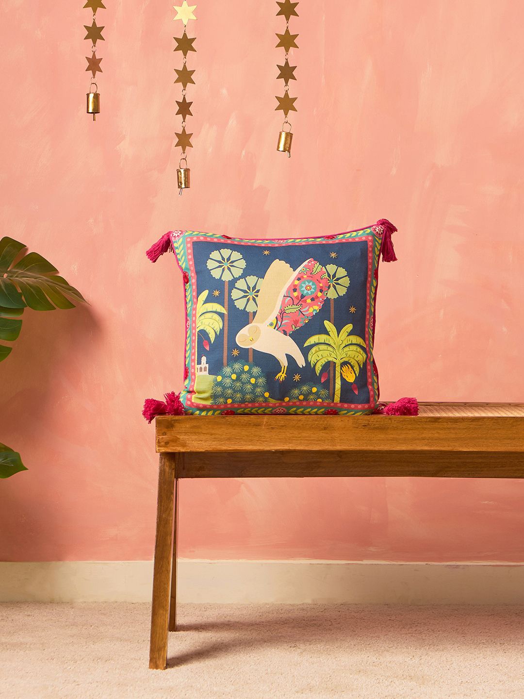 

Chumbak Saanjh Green & Blue Printed Cotton Square Cushion Cover