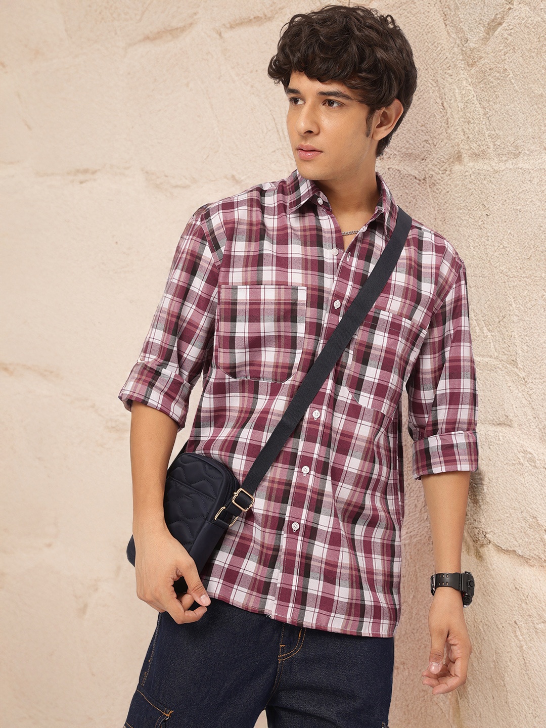 

Kook N Keech Grid Guy Checked Shirt, Burgundy