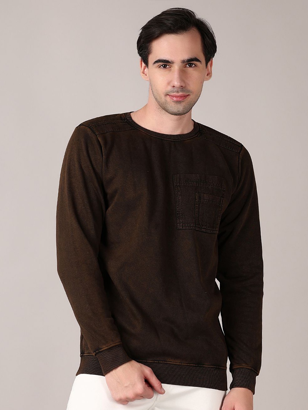 

V-Mart Men Round Neck Sweatshirt, Brown