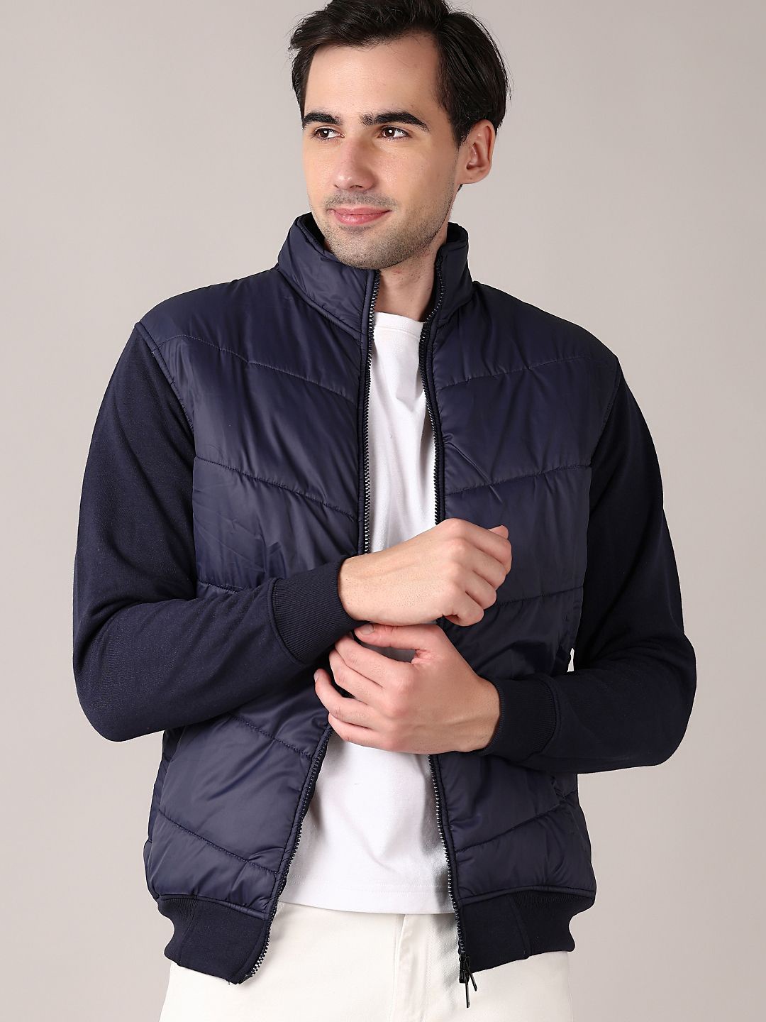 

V-Mart Men Colourblocked Cotton Sweatshirt, Navy blue