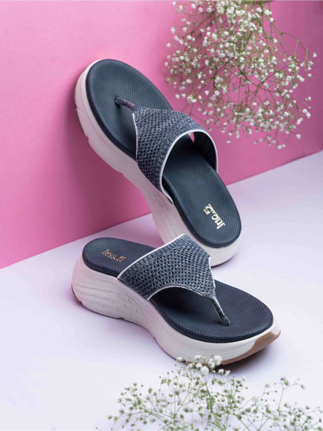 

Inc 5 Women Textured Round Toe Wedge Heels, Navy blue