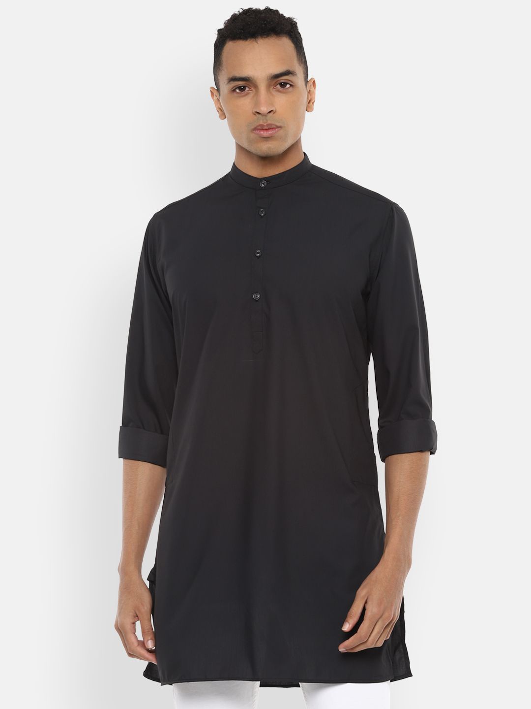 

V Dot Men Slim Fit Opaque Party Shirt, Black