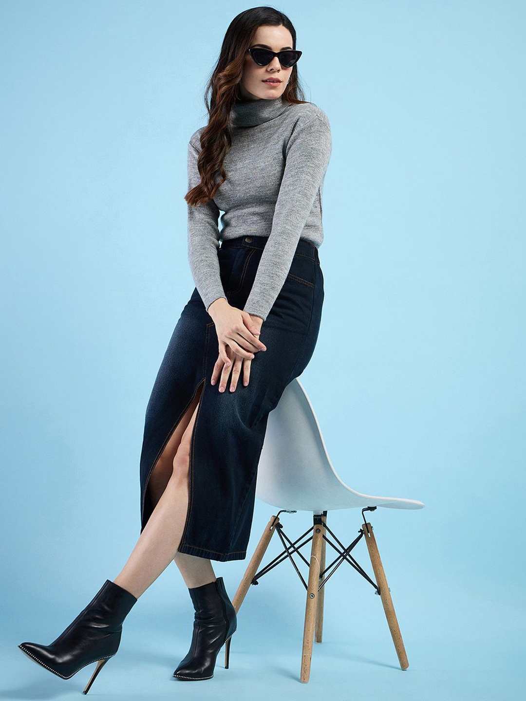 

CLAPTON Women Woollen Turtle Neck Long Sleeves Pullover, Grey