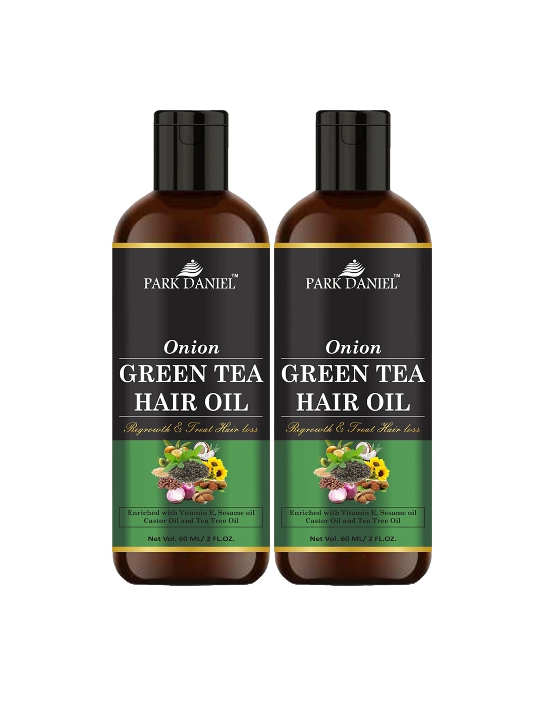 

Park Daniel Set Of 2 Green Tea Hair Oil - 60 ml Each, Black