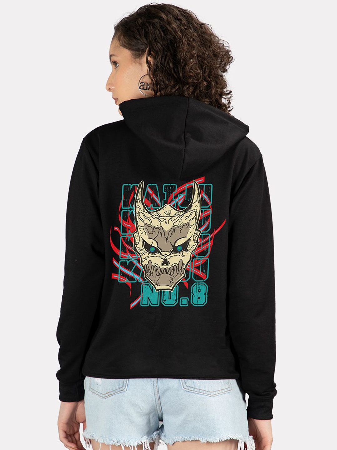 

Mad Over Print Women Printed Hooded Sweatshirt, Black