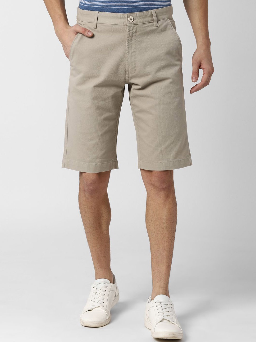 

PETER ENGLAND UNIVERSITY Men Solid Casual Cotton Shorts, Beige