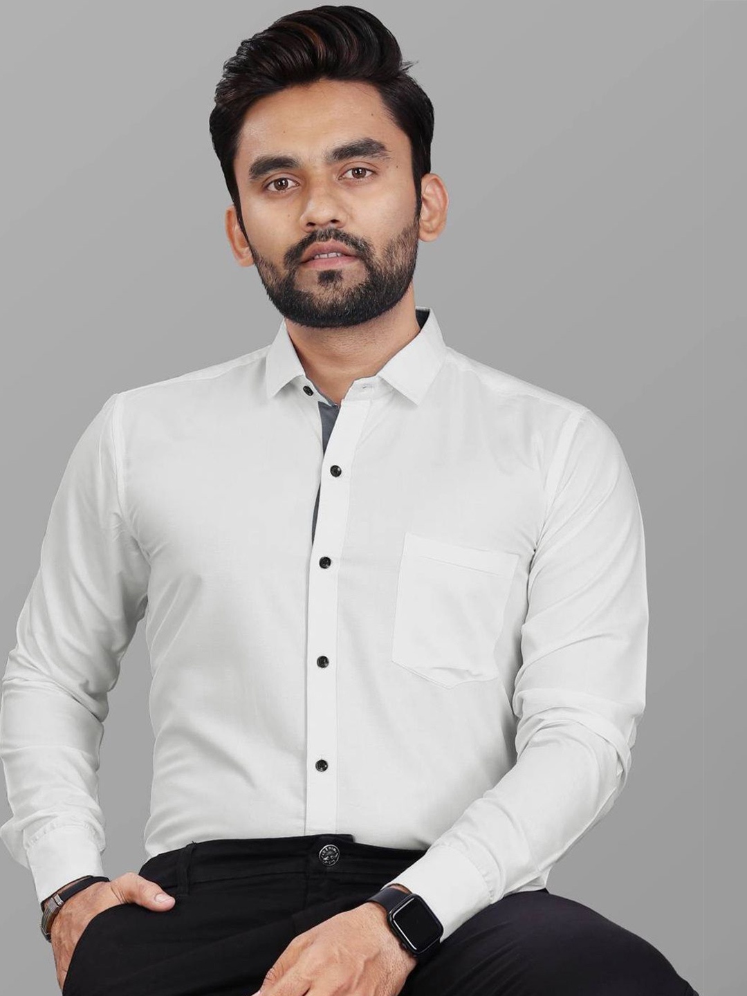 

Metronaut Men India Slim Spread Collar Solid Slim Fit Formal Shirt, White