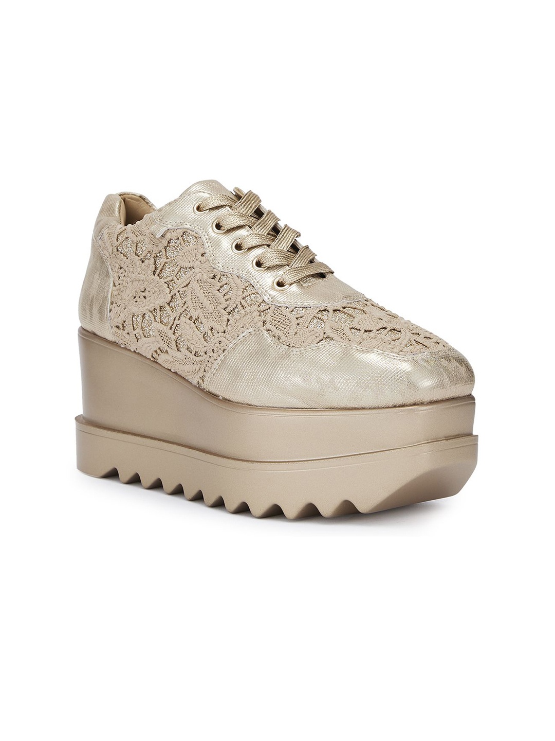 

Anaar Women Textured Sneakers, Gold