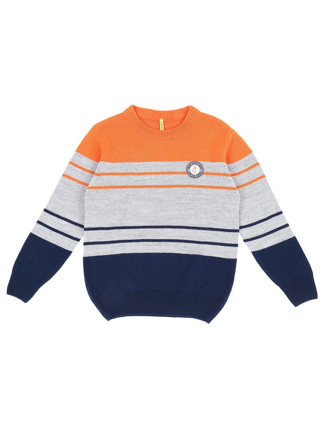 

Gini and Jony Boys Colourblocked Pullover Sweaters, Orange