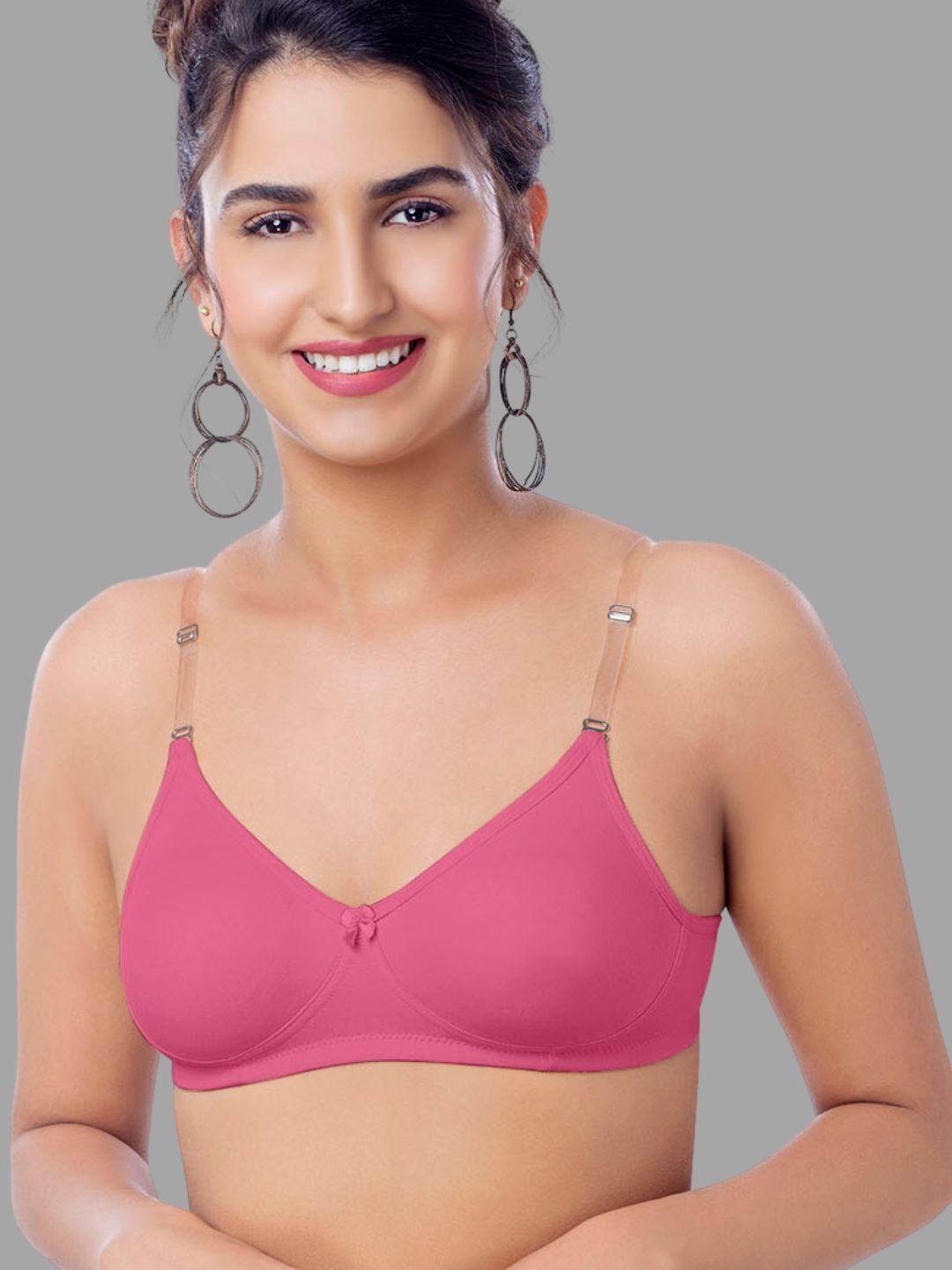 

BRIDA LADIES INNERWEAR Organic Cotton Underwired Medium Coverage Push-Up Bra, Pink