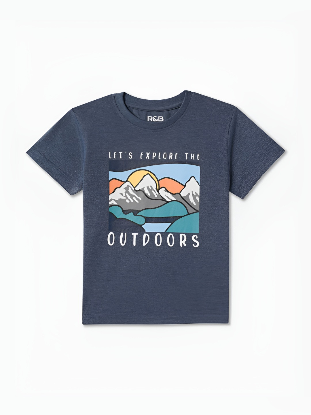 

R&B Boys Graphic Printed Round Neck Cotton T-shirt, Blue