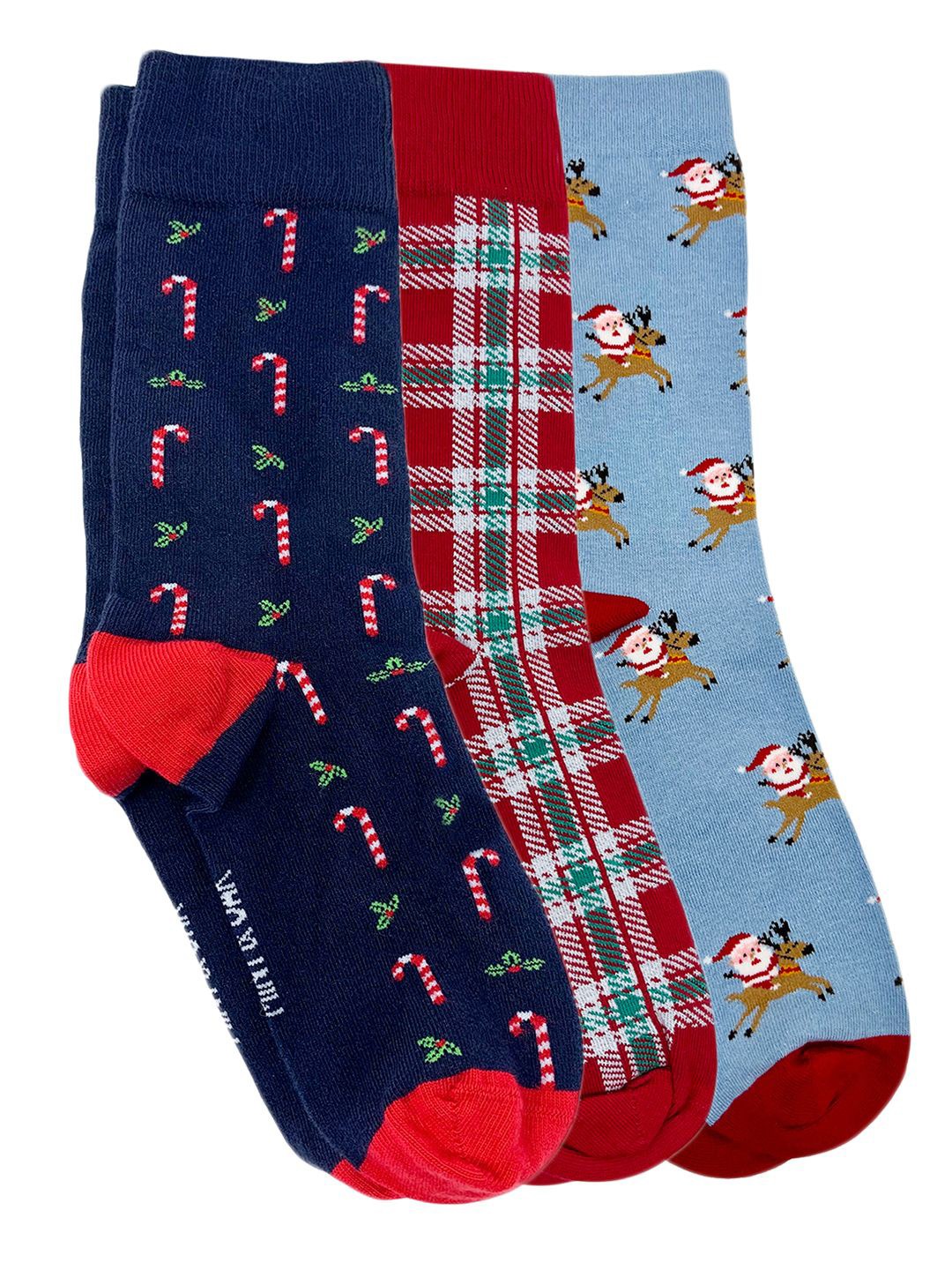 

Mint & Oak Men Pack Of 3 Patterned Calf Length Cotton Socks, Blue