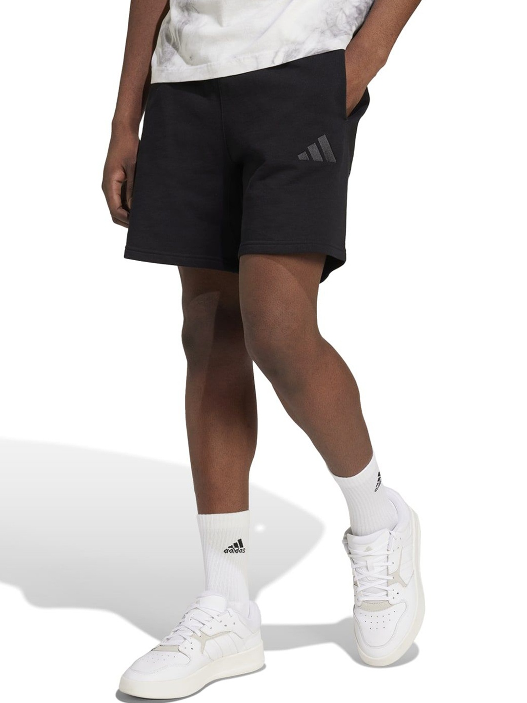 

ADIDAS M A SZN FT Men Brand Logo Printed Mid-Rise Shorts, Black