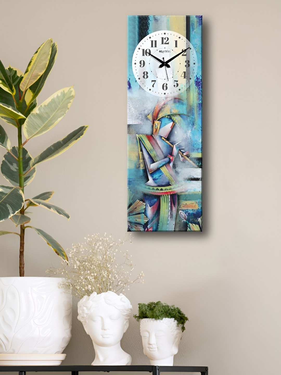

OLIVE TREE White & Blue Printed Rectangle Wooden Contemporary Wall Clock