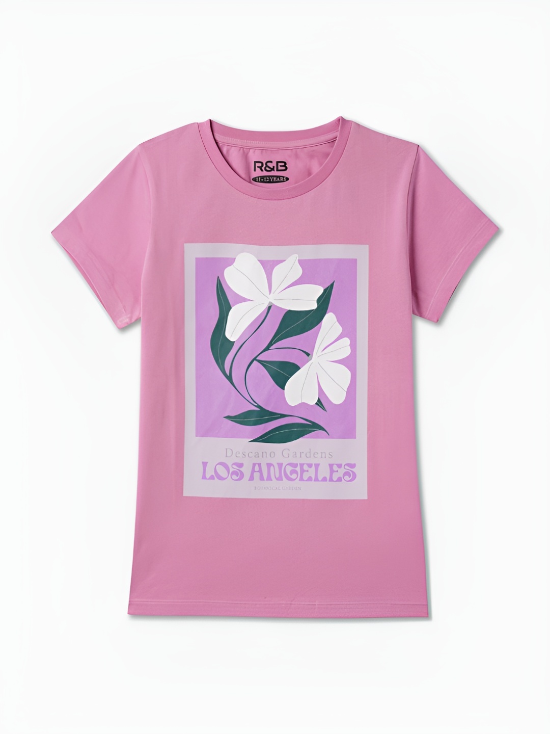 

R&B Girls Graphic Printed Round Neck Cotton T-shirt, Pink