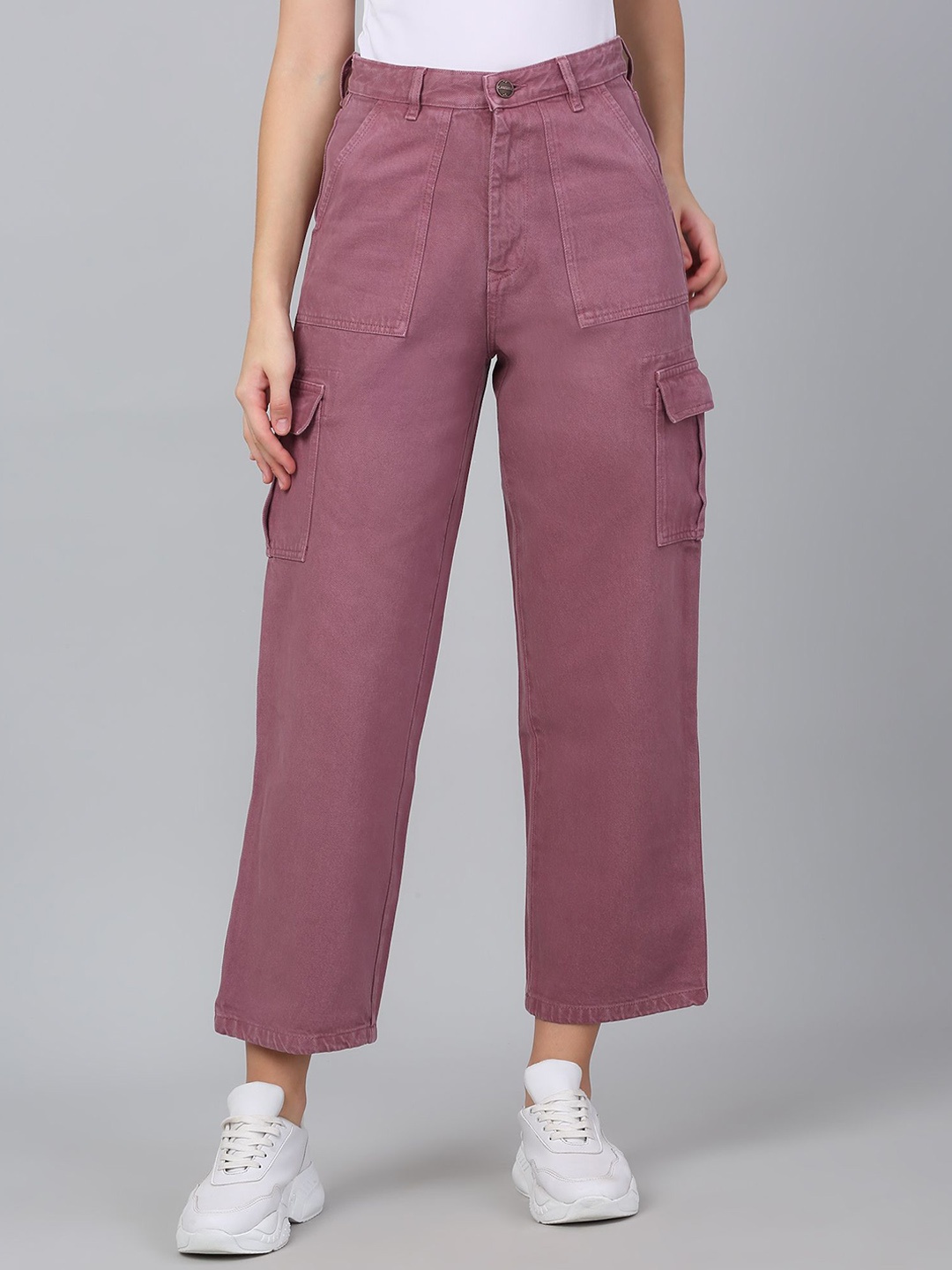 

Cantabil Women Loose Fit Cargos Trousers, Purple